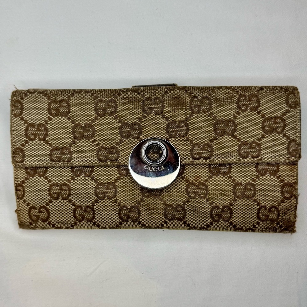 Gucci Double Sided Monogram Canvas Long Wallet
